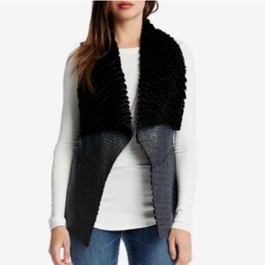 Karen Kane Reversible Faux Fur Vest With Faux Fur Trim XL